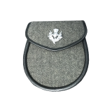 Semi Dress Sporran – Full Tweed on Regular leather, Thistle Badge on Flap
