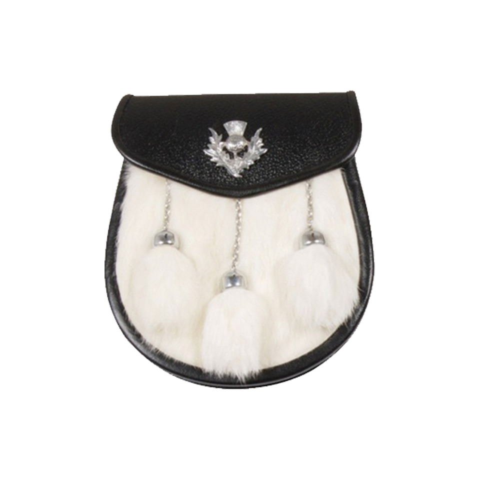 Rabbit Fur Baby Kilt Sporran Thistle Badge With Chain Belt main image 0