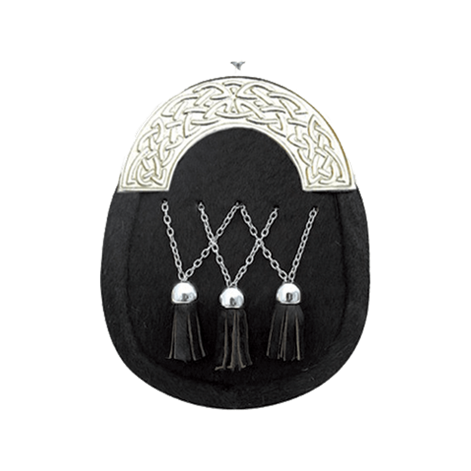 Semi Dress Buffalo Skin Sporran 3 Tassels With Chain Belt