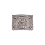 Buckle for Kilt Belt – Thistle Badge with Celtic Border Design and Corner Circles
