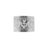 Buckle for Kilt Belt – Thistle Badge with Celtic Knotwork Twist Border Design