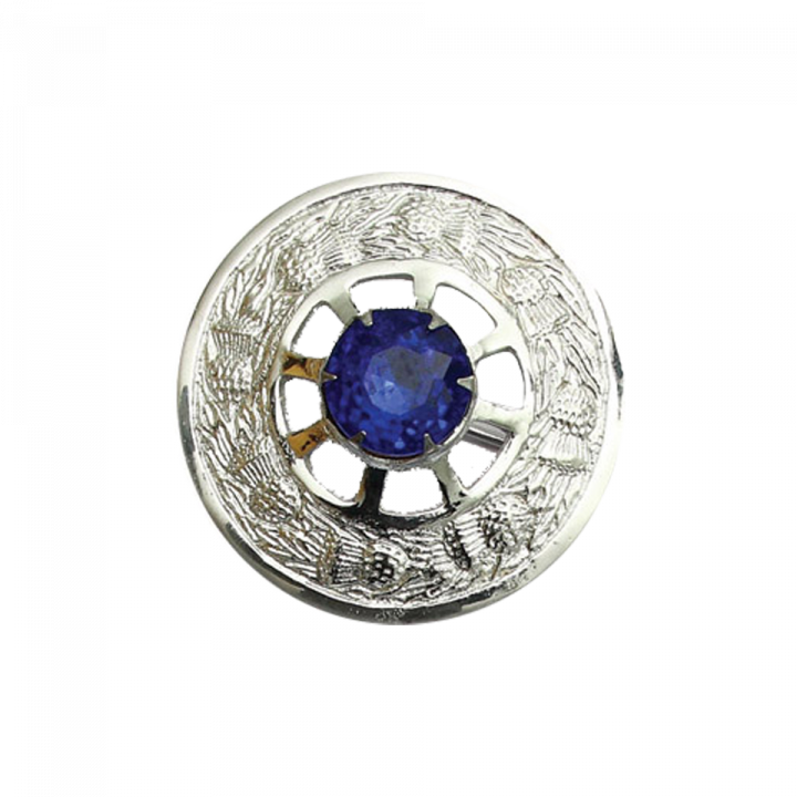 Plaid Brooch - Celtic Ring with Sapphire Imitation Stone 3” Dia ...