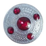 Plaid Brooch – Celtic Ring with Imitation 5 Stones 3.5” Dia